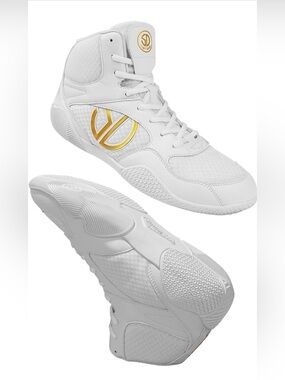 SDTDID Men's White wrestling High-Top Shoes with Gold Accent